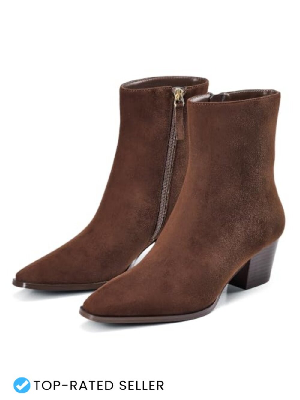 Pointed Snip Toe Ankle Boots with Chunky Stacked Heel and Side Zipper